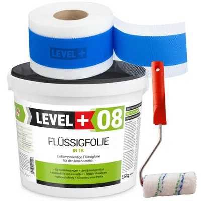 Obrázok produktu pre Súprava na hydroizoláciu Tekutá fólia 5,5 kg Tesniaca páska 5mb + Maliarsky valček LEVEL+ SET295