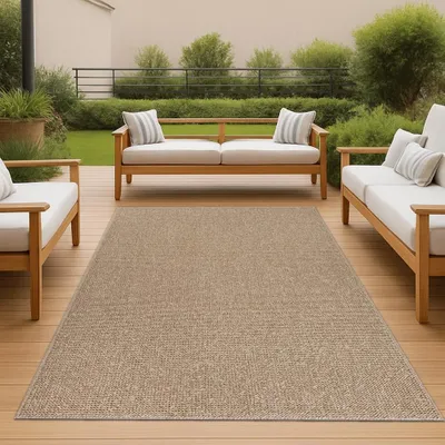 Zdjęcie produktu dla Dywan o wyglądzie juty do użytku wewnątrz i na zewnątrz w kolorze beżowym Rozmiar - 240 x 340 cm