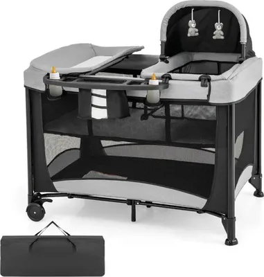 Image de Lit bébé multifonctionnel 5 en 1 BC10250DE-DK avec hauteur réglable, noir