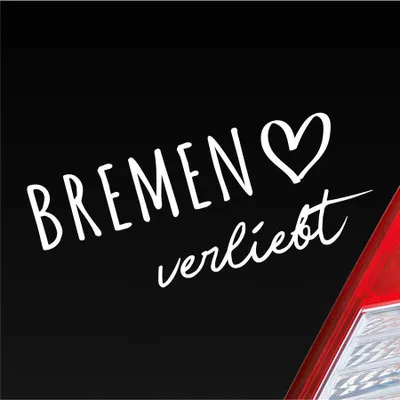 Produktbild von Auto Aufkleber Bremen verliebt Herz Stadt Heimat Liebe Car 19x8 cm Weiss Matt Sticker Heckscheibenaufkleber