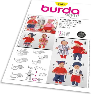 Obrázek produktu pro Střih Burda 7903 - Oblečky pro panenky