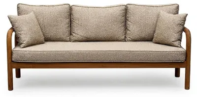 Image de Canapé 3 places beige, en bois, design moderne, idéal pour un salon élégant