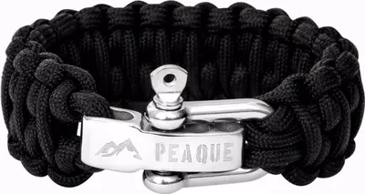 Produktbild von PEAQUE Survival Armband aus Paracord - Schwarz - verstellbarer Edelstahlverschluss