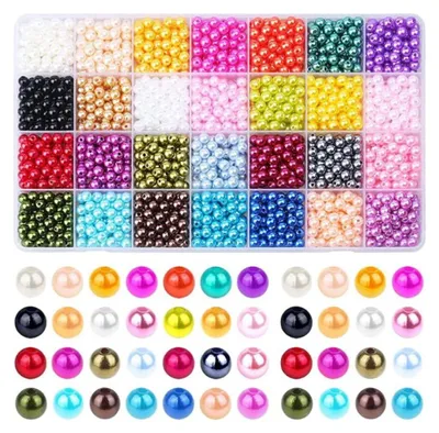 Produktbild von 1960 Pcs Perlen für Armbände - 6mm 28 Farben Multicolor Perlen Perlen lose Perlen für Handwerk mit Löchern, Perle Füllstoff Perlen für Die Herstellung von Armband Halskette Ohrringe
