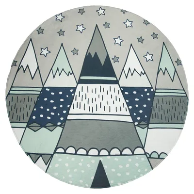Produktbild von TT Home Teppich Kinderzimmer Kinderteppich Babymatte Tipi Design Mit Sternen Muster Größe 150 cm Rund