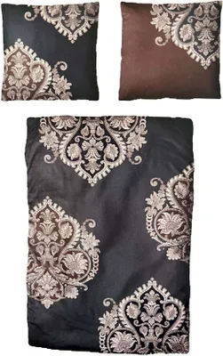 Produktbild von Baumwolle Satin Bettwäsche Ornamente Blau Braun 135x200 80x80: 2 tlg.