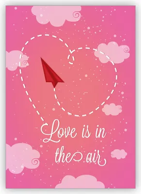 Produktbild von Romantische Liebeskarte, Valentinskarte mit Papier Flieger für Verliebte: Love is in the air