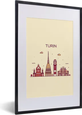 Produktbild von MuchoWow® MuchoWow® Gerahmtes Poster Turin - Italien - Skyline 40x60 cm - Poster mit zchwarzem Bilderrahmen - Poster in Rahmen