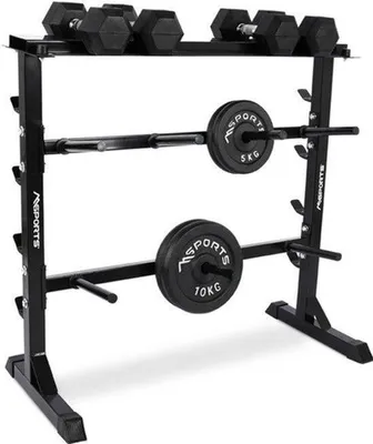Obrázek produktu pro Stojan na činky – Kompaktní stojan – Nosnost až 400 kg – Výška 105 cm – Legovaná ocel – Vhodný pro posilování a fitness