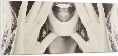 Produktbild von Bilder auf glas - Einteilig - Frau Mund Geheimnis - 100x40cm - Glasbilder - Wandbilder - Bilder - zum Aufhängen bereit - Wanddekoration aus Glas - Glas Bilder - Wandbild auf Glas - GAB100x40-4920