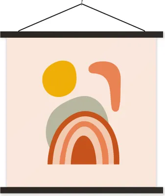 Produktbild von MuchoWow® Textilposter Regenbogen - Sonne - Abstrakt - Sommer 120x120 cm mit schwarzem Rahmen - Aufhängungsset