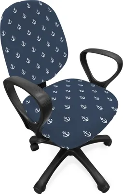 Produktbild von ABAKUHAUS Navy blau Bürostuhl Schonbezug, Anchors Seereisen, dekorative Schutzhülle aus Stretchgewebe, Blaugrau Weiß
