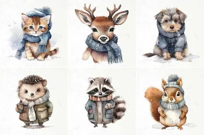 Immagine prodotto di Set di carta di riso - ITD RSM105 Animali in abiti invernali