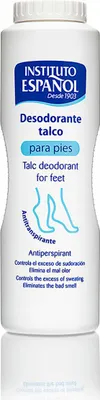 Imagen del producto de Desodorante en polvo para pies, marca Instituto Español, unisex, antitranspirante, en formato de pulverizador, botella de 185 ml, unidad