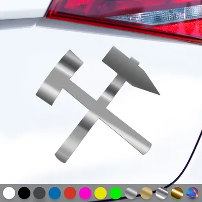 Produktbild von PantherPixel Schlägel Und Eisen Aufkleber Steiger Glück Auf Sticker Auto Geschenkidee Farbe Chrom-Silber