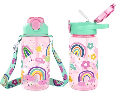 Produktbild von Trinkflasche für Kinder mit Strohhalm, 600 ml, Rosa