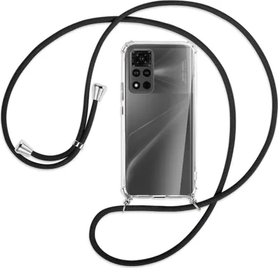 Produktbild von Handykette Backcover-Schutzhülle mit Band (Metall silberfarben) für Honor View 40 Pro (V40 Pro, 6.6'') - schwarz