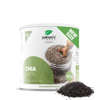 Obrázek produktu pro Nature's Finest Organic Chia semínka - superpotravina - bohatá na vlákninu a bílkoviny - ideální pro zdravou výživu - 250 g