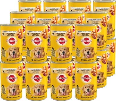 Produktbild von Pedigree Adult Dose 400G X 24 Stück - Nasses Alleinfutter Für Ausgewachsene Hunde, Mit Huhn Und Karotten In Gelee