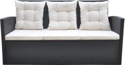 Produktbild von vidaXL 6-tlg. Garten-Essgruppe mit Kissen Poly Rattan Schwarz