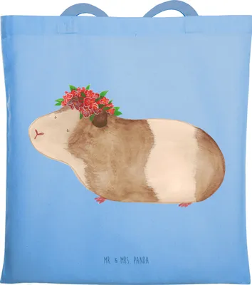 Produktbild von Mr. & Mrs. Panda totebag Meerschweinchen Weisheit - Sky Blue - Geschenk, Spruch, Schultasche, Beutel, Tote Bag, Lustige Sprüche, Motivation, Wunder, Shopping Tasche