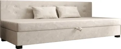 Produktbild von AURA SOFA Boxspringbett NEMO BIZ 80x195 Komplett-Set mit Bonell Matratze, Polsterbett mit Bettkästen - Hellbeige, MONOLITH 02