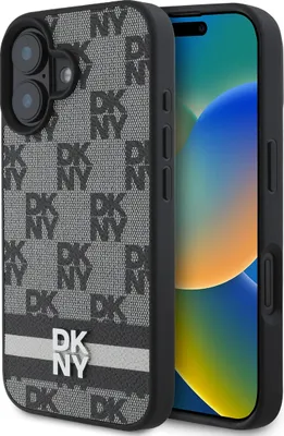 Zdjęcie produktu dla Etui DKNY Checkered Pattern Stripes do iPhone 16 czarny