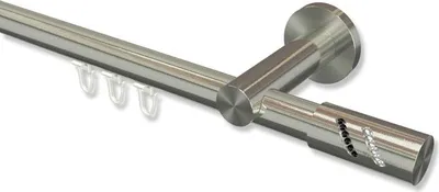 Produktbild von Interdeco Innenlaufstange, Gardinenstange mit Innenlauf Edelstahl-Optik Modell Platon Zoena, 20 mm Ø 1-läufig, 480 cm (geteilt)