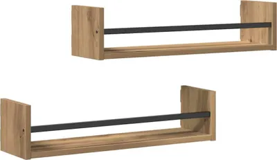 Immagine prodotto di vidaXL Mensola a muro 2 pezzi Rovere artigianale 60 x 16 x 14 cm Materiale a base di legno