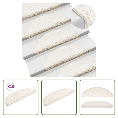 Immagine prodotto di The Living Store Tappetini per scale 15 pz. Bianco 56x17x3 cm