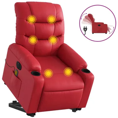 Produktbild von vidaXL Massagesessel mit Aufstehhilfe Elektrisch Rot Kunstleder