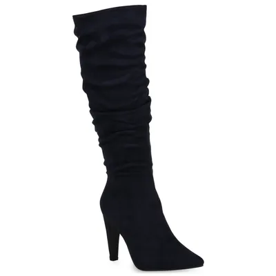Produktbild von Mytrendshoe Damen High Heels Stiefel Leicht Gefütterte Stiletto Slouch Boots 832078, Farbe: Dunkelblau, Größe: 37