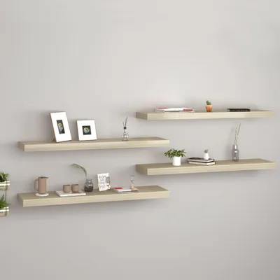 Produktbild von The Living Store Schwebende Wandregale 4 Stk. Eichefarben 90x23,5x3,8 cm MDF