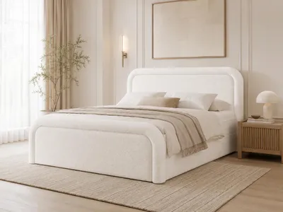 Produktbild von Emlar Boxspringbett Dream 160x200 - Komplett-Set mit Matratze und Topper - Polsterbett mit Bettkästen - Bouclé-Stoff - Boxspringbett Weiß (Quelle 01)