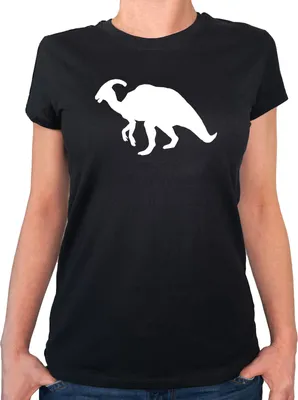 Produktbild von Huuraa Damen T-Shirt Parasaurolophus Dinosaurier S Black Bio Baumwolle Fairtrade Damenshirt Geschenkidee