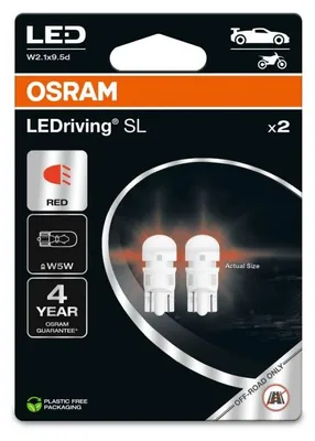 Image de 2 Ampoules LAMPE LED ROUGE LEDriving SL W5W Red ECO PACKAGING Osram 2825DRP-2BL