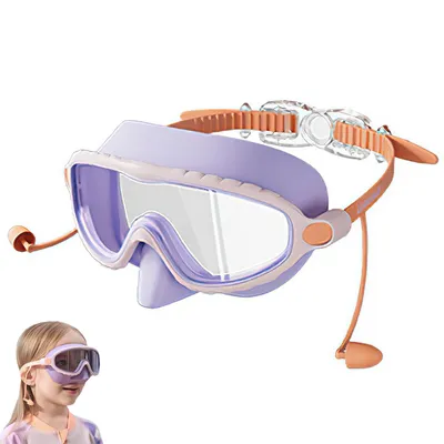Produktbild von Taucherbrille Kinder, Schwimmbrille Kinder mit Nasenschutz Ohrstöpsel, 180° Panorama Anti-Leck Anti-Beschlag Anti-UV, für 4-13 Jahre