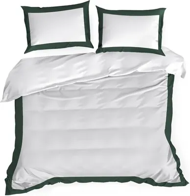 Immagine prodotto di Biancheria da letto in raso 160x200 Laura bianco verde scuro con bordo decorativo Eurofirany
