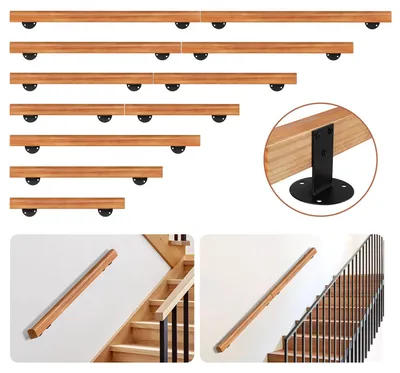 Immagine prodotto di Corrimano da parete ISOISL in legno di pino, 180 cm, diametro 5 cm, collegabile per creare un corrimano continuo, corrimano antiscivolo per scale, ideale per corridoi e bagni
