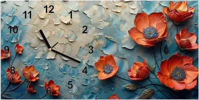 Produktbild von Wanduhr aus Glas mit Motiv Blumenmeer- 60 x 30 cm - inkl. Aufhängesystem