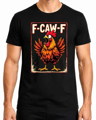Produktbild von F-CAW-F lustiger Hahn Cartoon Bauernhof Spruch Sarkasmus Vintage Herren T-Shirt, Schwarz, 3XL