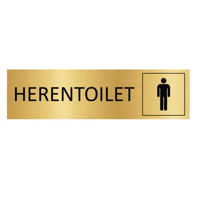 Produktbild von CombiCraft Aluminium Türschild "Herentoilet" in Gold mit 3M-Klebeband - 165 x 45 mm