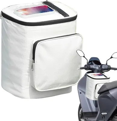 Zdjęcie produktu dla Torba rowerowa przednia - torba na kierownicę roweru elektrycznego, wodoodporna - torba na bagażnik, z paskiem na ramię - materiał Oxford, wymiary: 25 x 18 x 28 cm, kolor: kremowy