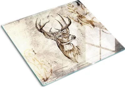 Obrázok produktu pre Sklenená ochranná doska – Kryt varnej dosky – Kryt na indukčnú dosku – 60x52 cm  – Rýchle čistenie – Tvrdené sklo – Jeleň