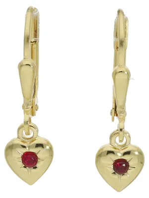 Produktbild von JuwelmaLux Kinder Ohrhänger 333 Gold Herz mit synth. Rubin JL14-06-0137