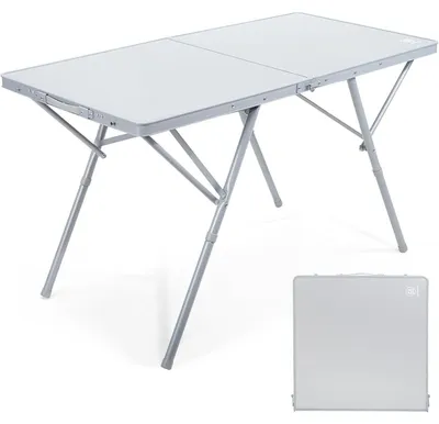 Productafbeelding van Opvouwbare campingtafel, 120x60 cm, inklaptafel XL voor 4-6 personen, draagvermogen tot 60 kg, wit, met verstelbare hoogte