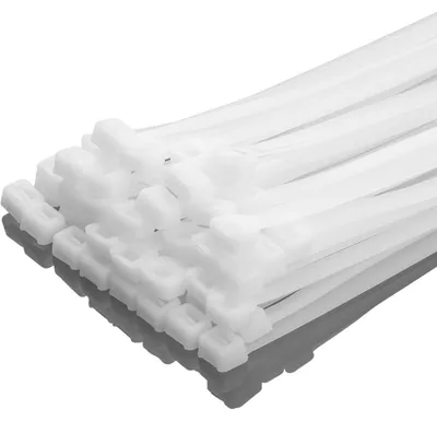 Immagine prodotto di Fascette stringicavo resistenti, 100 pezzi, 350 mm x 7,6 mm, colore bianco, resistenza alla trazione: 50 kg, materiale: nylon