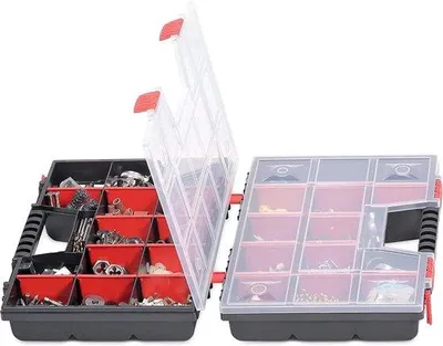 Produktbild von Sorteerdoos mit Klappen - transparenter Deckel - 390 x 290 x 130 mm - inklappbar
