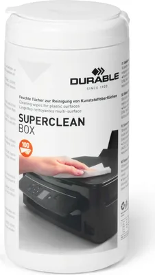 Produktbild von DURABLE ?ciereczki do czyszczenia powierzchni plastikowych SUPERCLEAN BOX 100, Bia?y, 570802