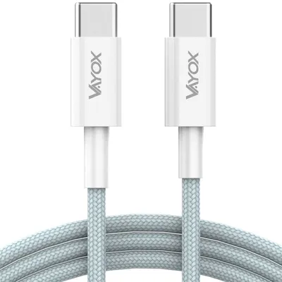 Zdjęcie produktu dla Vayox Kabel Ładujący VA0105 Premium Line | 1m | USB-C - USB-C | 65 W | Biały/Niebieski